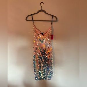 Pink Mermaid Sequin Strapless Dress